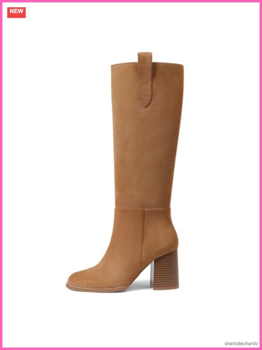 Suede Knee High Boots Women Chunky Heel Round Toe Pull On Tall Equestrian